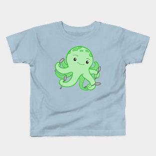 Spoonie Octopus (Green) Kids T-Shirt